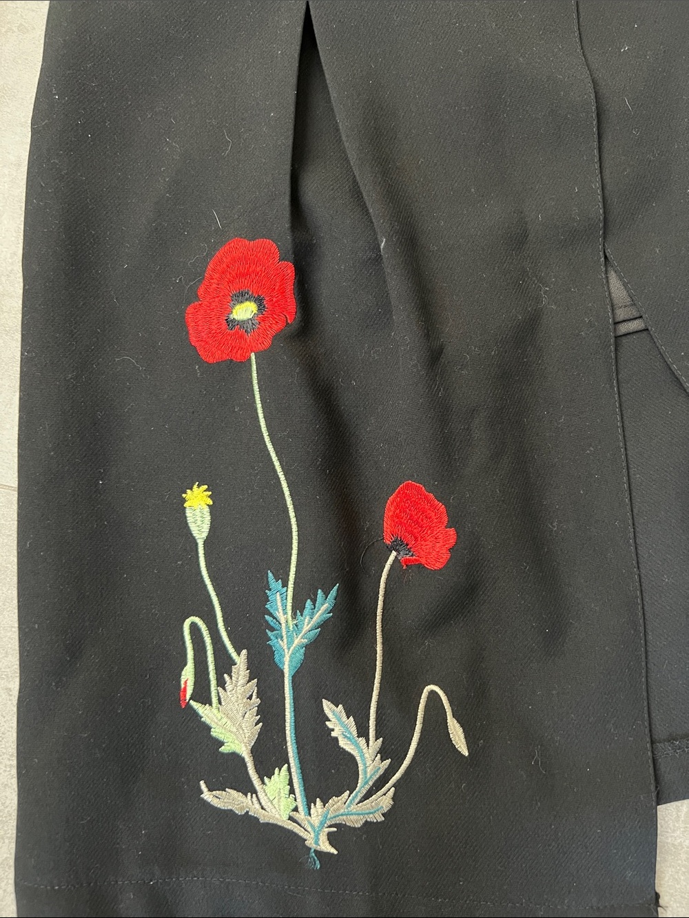 Chicwish Black A-Line Skirt with Red Floral Embroidery - Picture 3 of 7